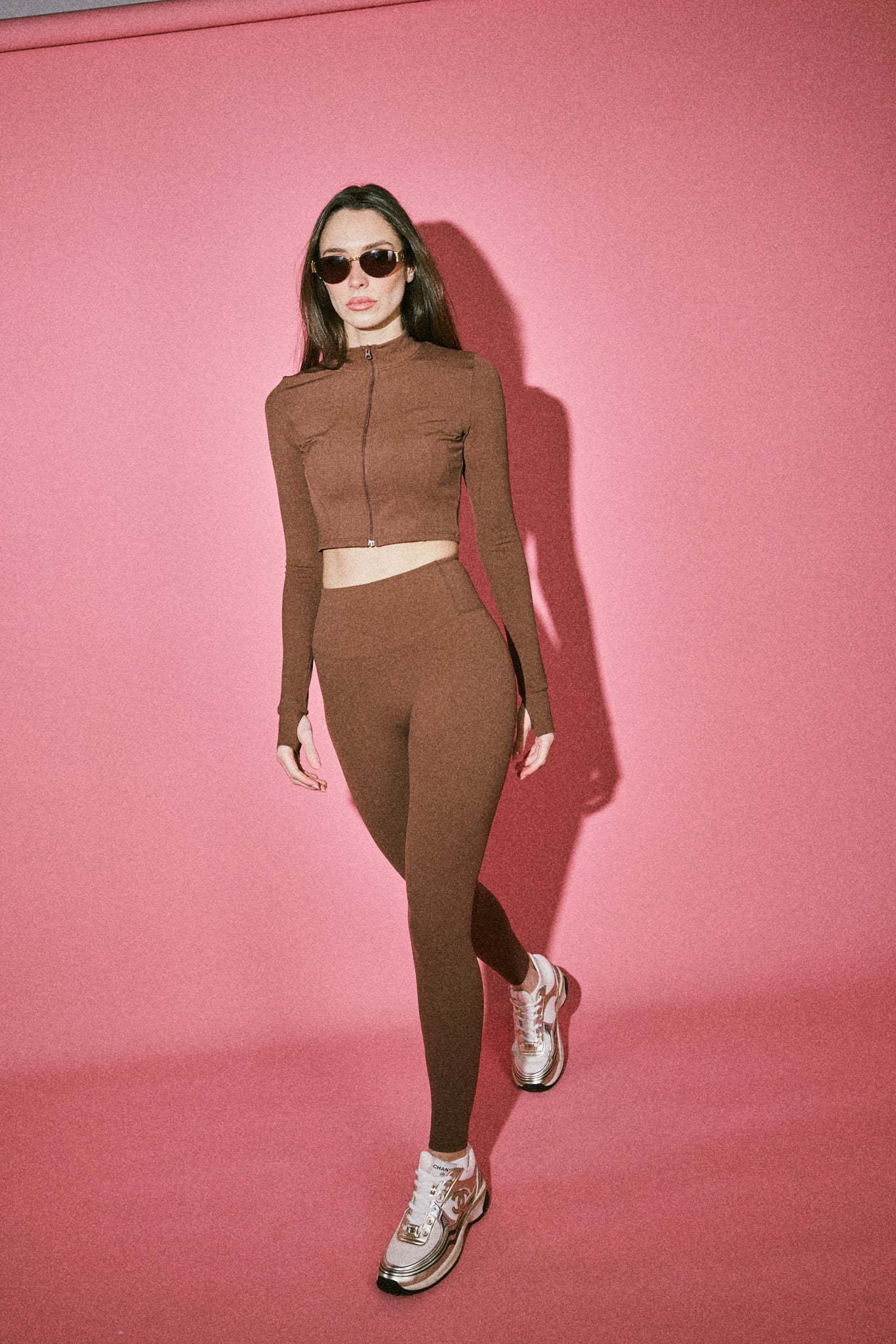SILK SOFSKIN SCULPT ZIP JACKET in mocha mousse
