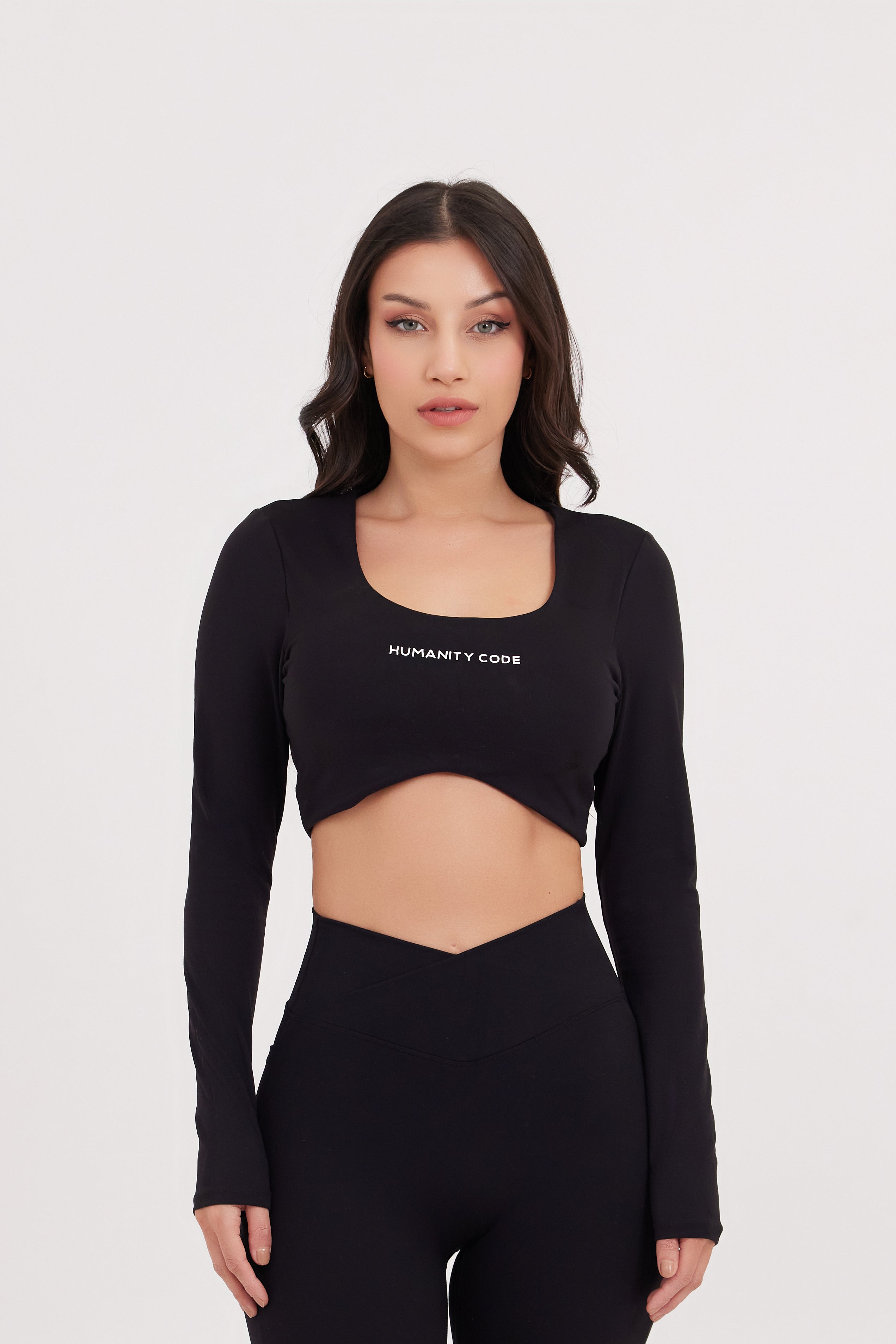 SoftSkin 2-IN-1 BRA Long Sleeve Crop Top