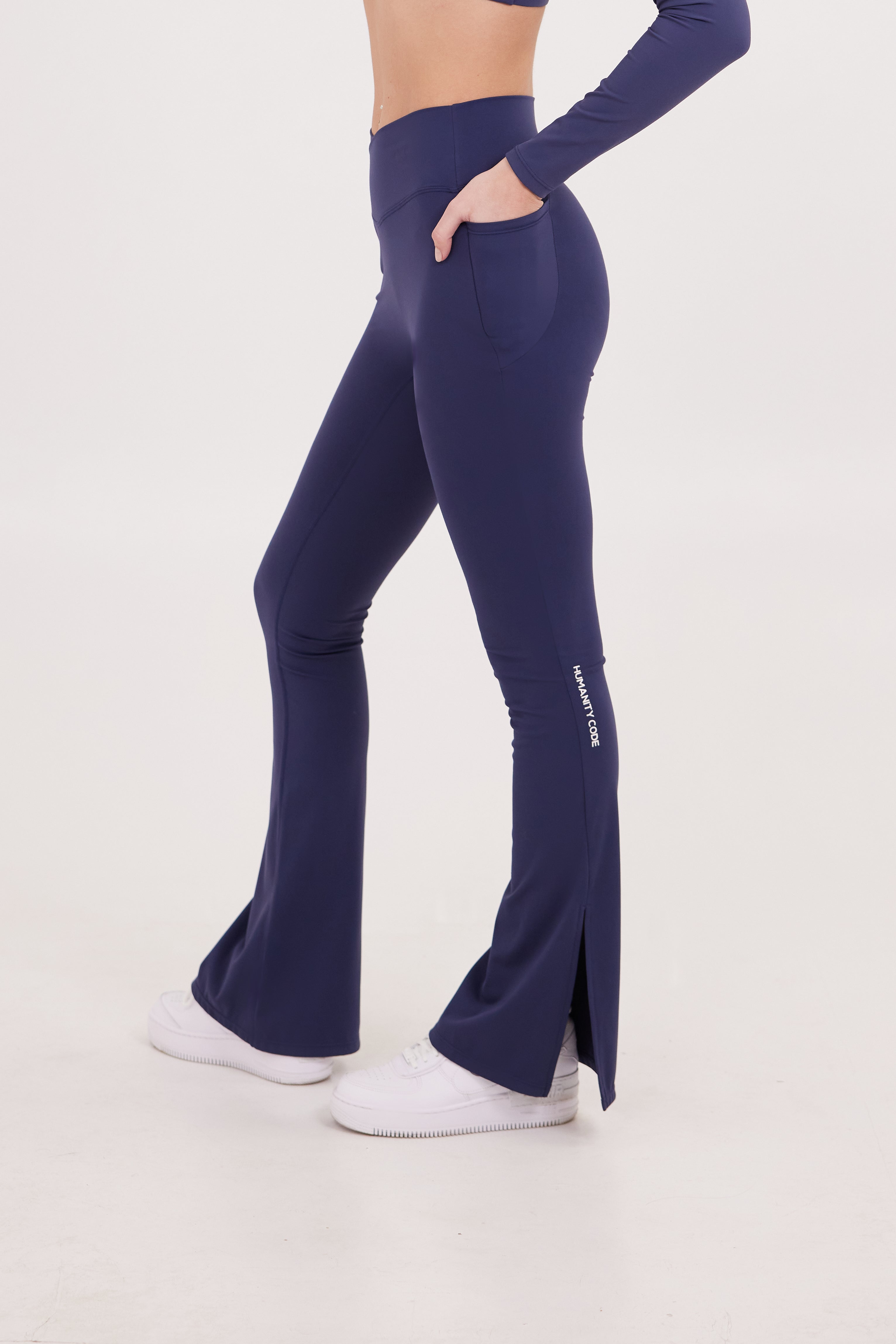 SoftSkin High Waist Flare Yoga Pant with Pocket Blue