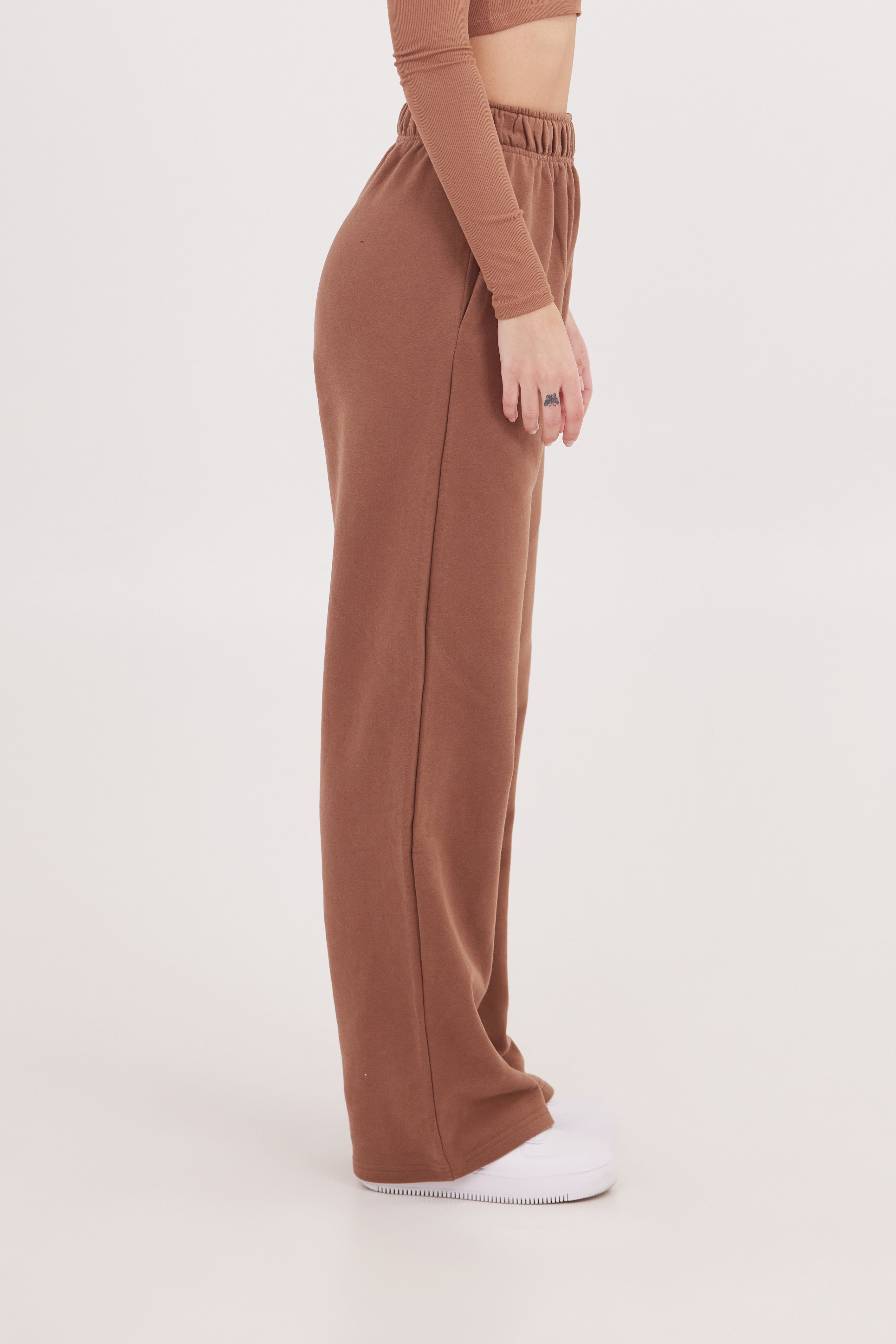 VelvetEase cotton wide leg-pant Espresso