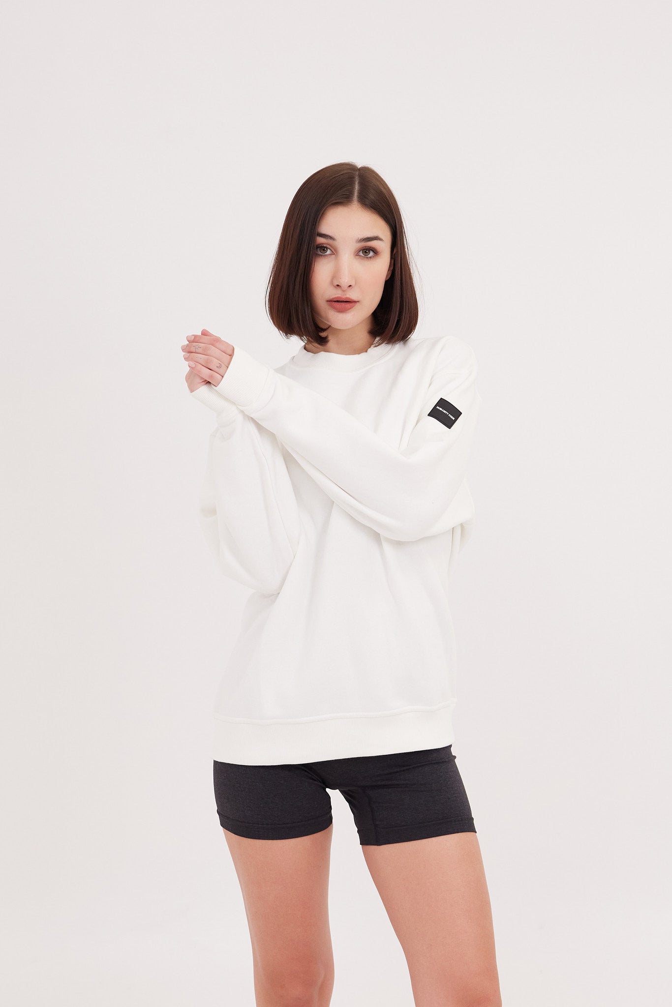 All-Day Lounge Fleece Sweatshirt in white